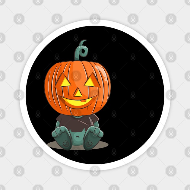 Cute pumpkin head monster Magnet by sharukhdesign